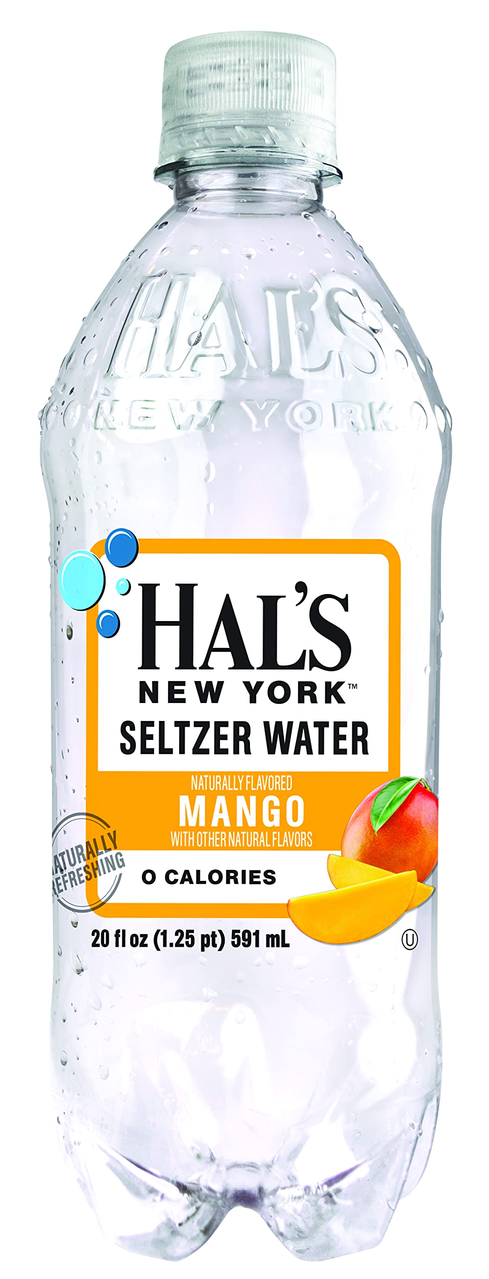 Hal'S New York Seltzer Carbonated Mango Flavored Sparkling Water, Zero Sugar, Zero Calorie, Zero Carbs, 20 Fl Oz (Pack Of 24)