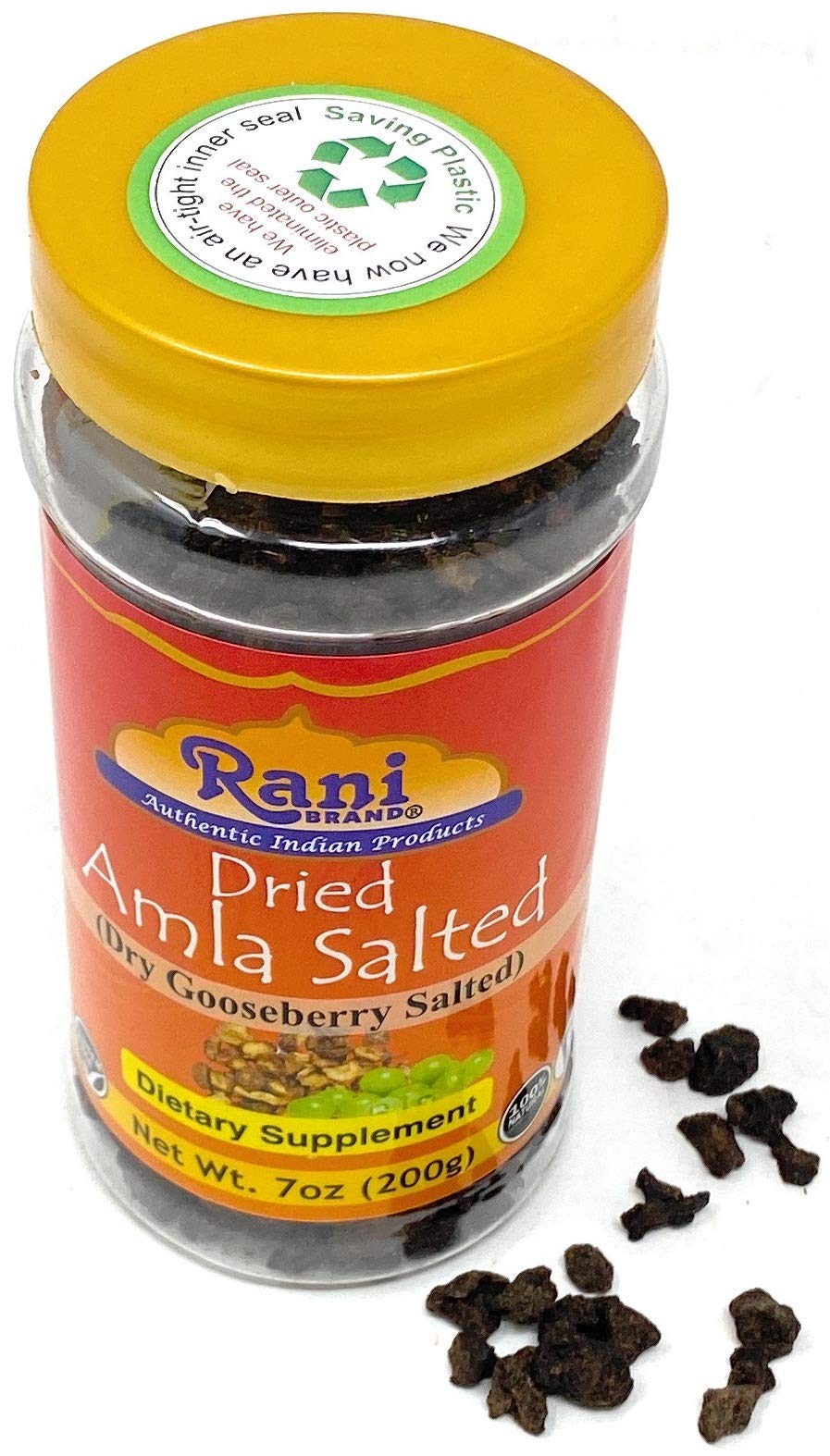 Rani Dried Amla Salted (Dry Gooseberry Salted) 7Oz (200G) Pet Jar ~ All Natural | No Color | Gluten Friendly | Vegan | Non-Gmo |
