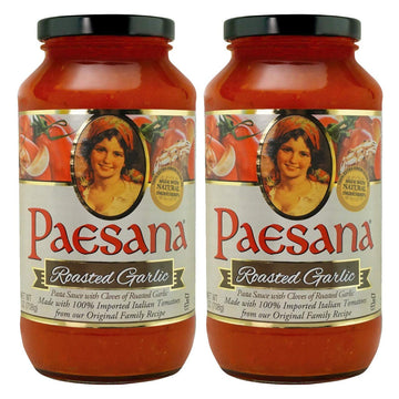 Paesana Traditional Roasted Garlic Pasta Sauce - Gluten Free, Vegan and made with 100% Imported Italian Tomatoes - Packed in USA