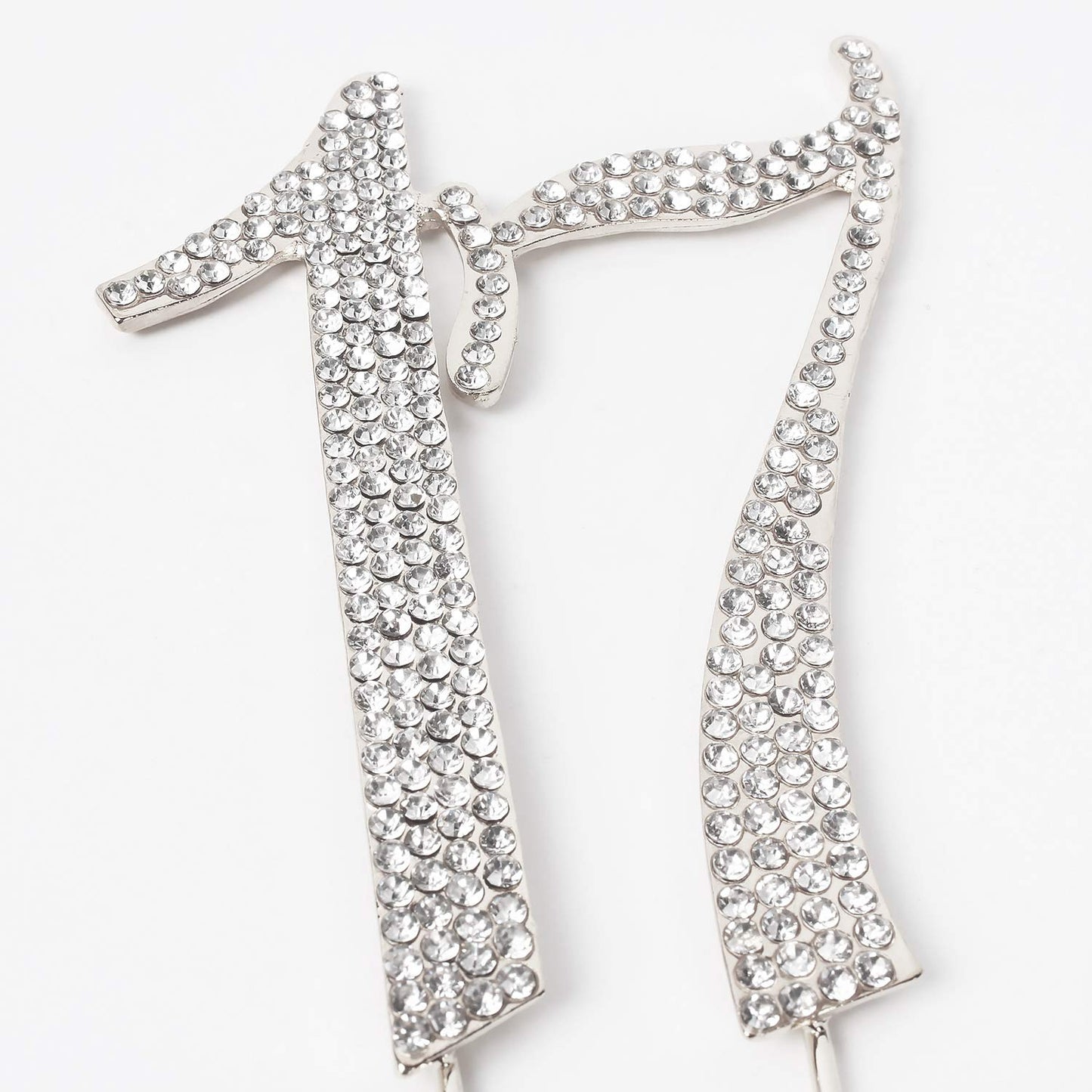 Hatcher Lee Bling Crystal Rhinestone 17 Birthday Cake Topper - Best Keepsake | 17Th Party Decorations Silver