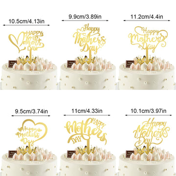 Diyasy 9 Pcs Happy Mothers Day Cake Topper, Acrylic Cake Toppers Double-Sided Glitter Cupcake Picks Decoration For Best Mom Part