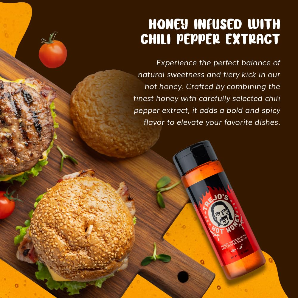 Trejos Tacos Hot Honey Sauce | Sweet & Spicy | 12 Ounce (Pack of 6) | Gluten Free