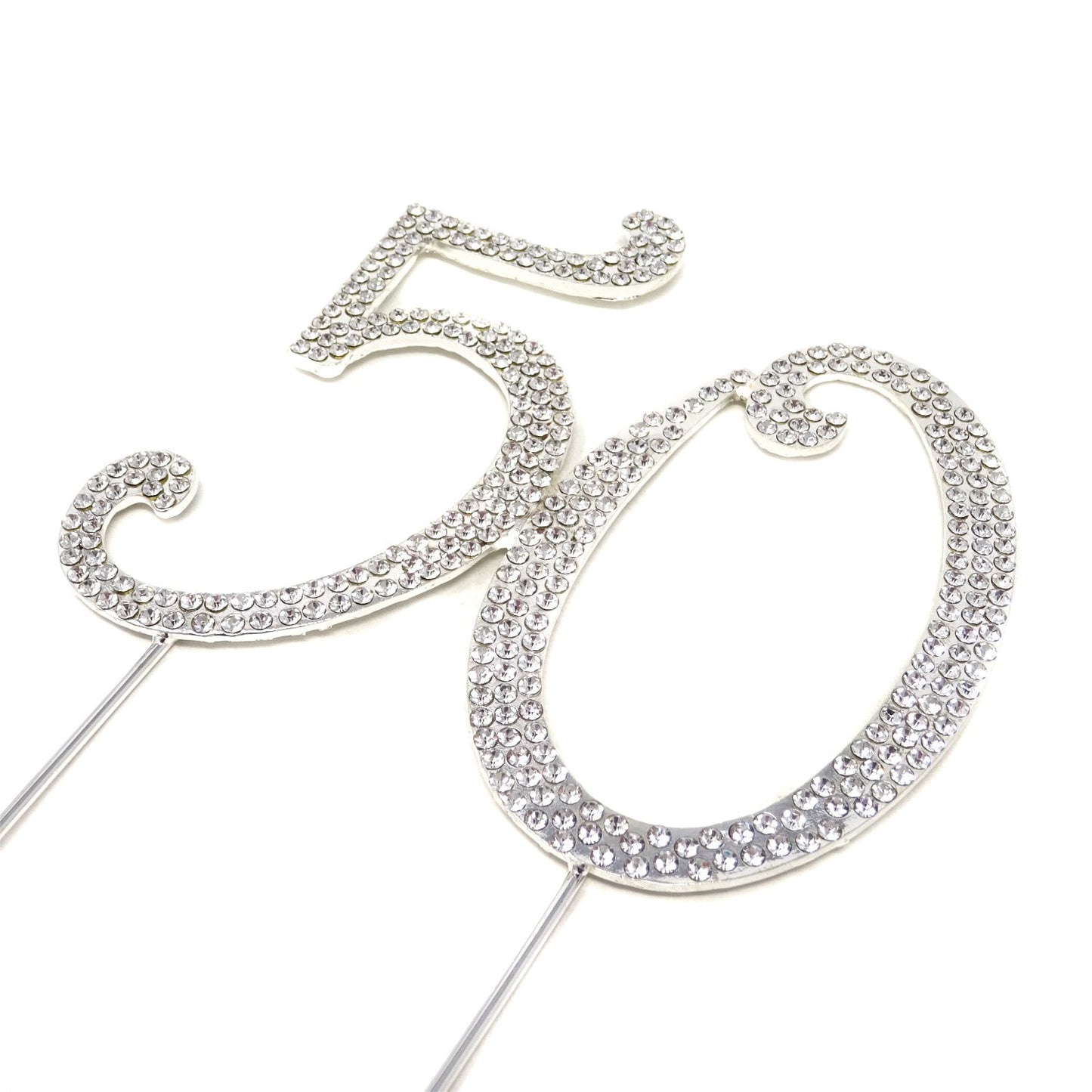 Honbay 50th Birthday Cake Topper, Sparkly Silver Alloy with Rhinestones, 4.7x4.4 inches, Model 67923290