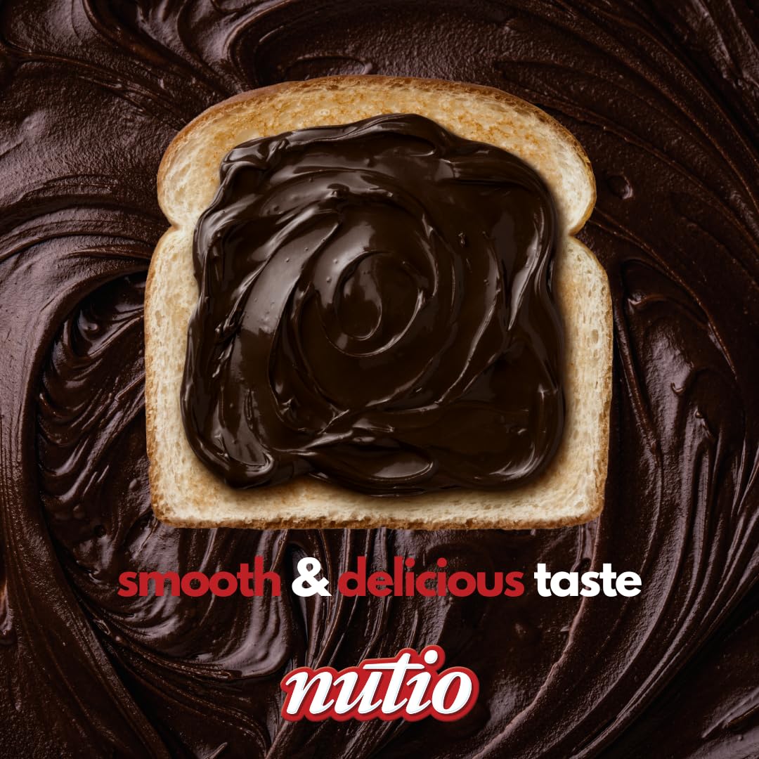 Nutio Dark Chocolate Hazelnut Spread - 26% Less Added Sugar, Palm Oil Free, Gluten Free, Non-Gmo - 14 Oz Glass Jar