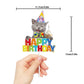 Cat Cartoon Happy Birthday Cake Topper Black Glitter For Pet Themed Bday Party Decoration Supplies