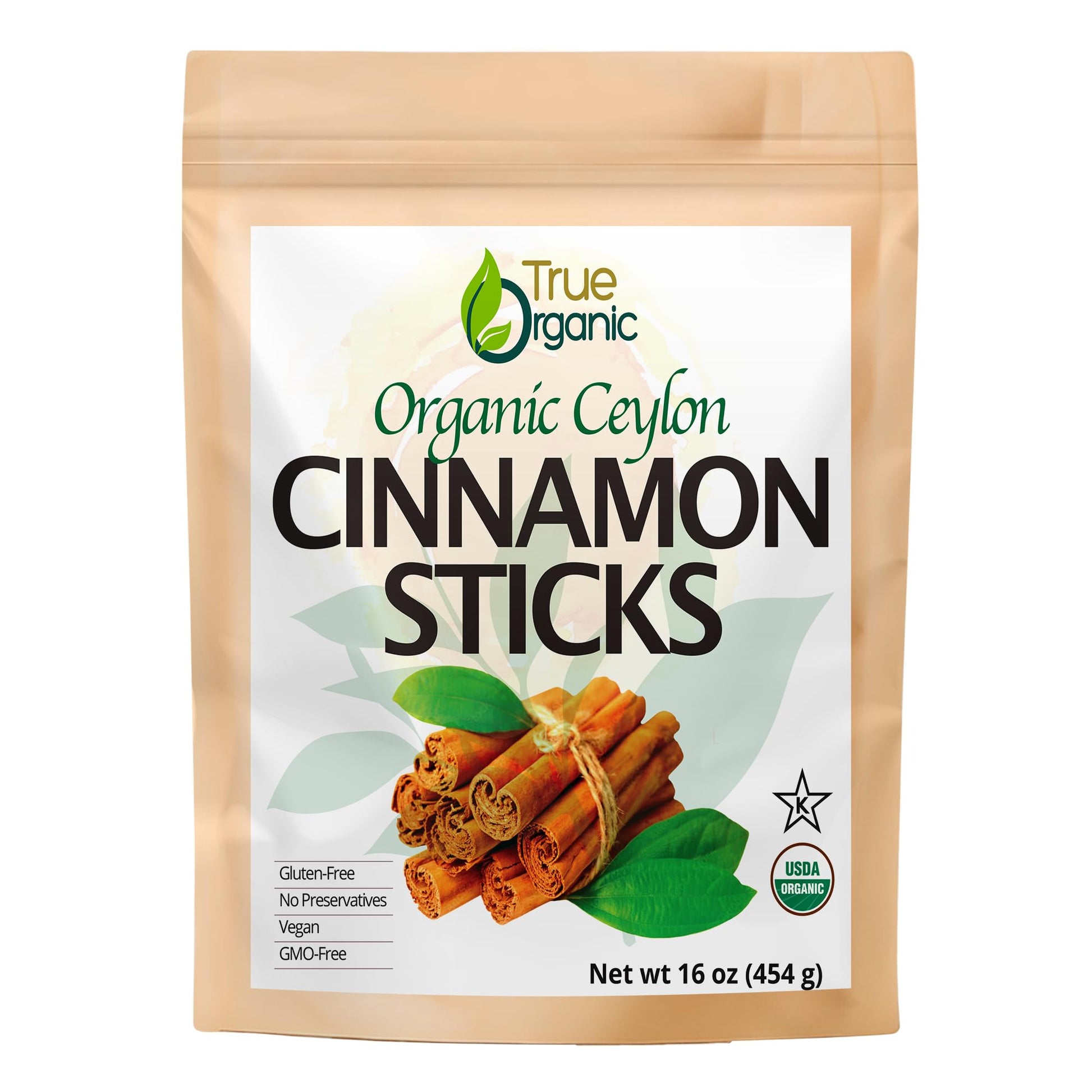 True Organic Ceylon Cinnamon Sticks, 16 Oz Bulk Bag, USDA Organic & Kosher Certified, Non-GMO, Ceylon Cinnamon stick, Perfect fo