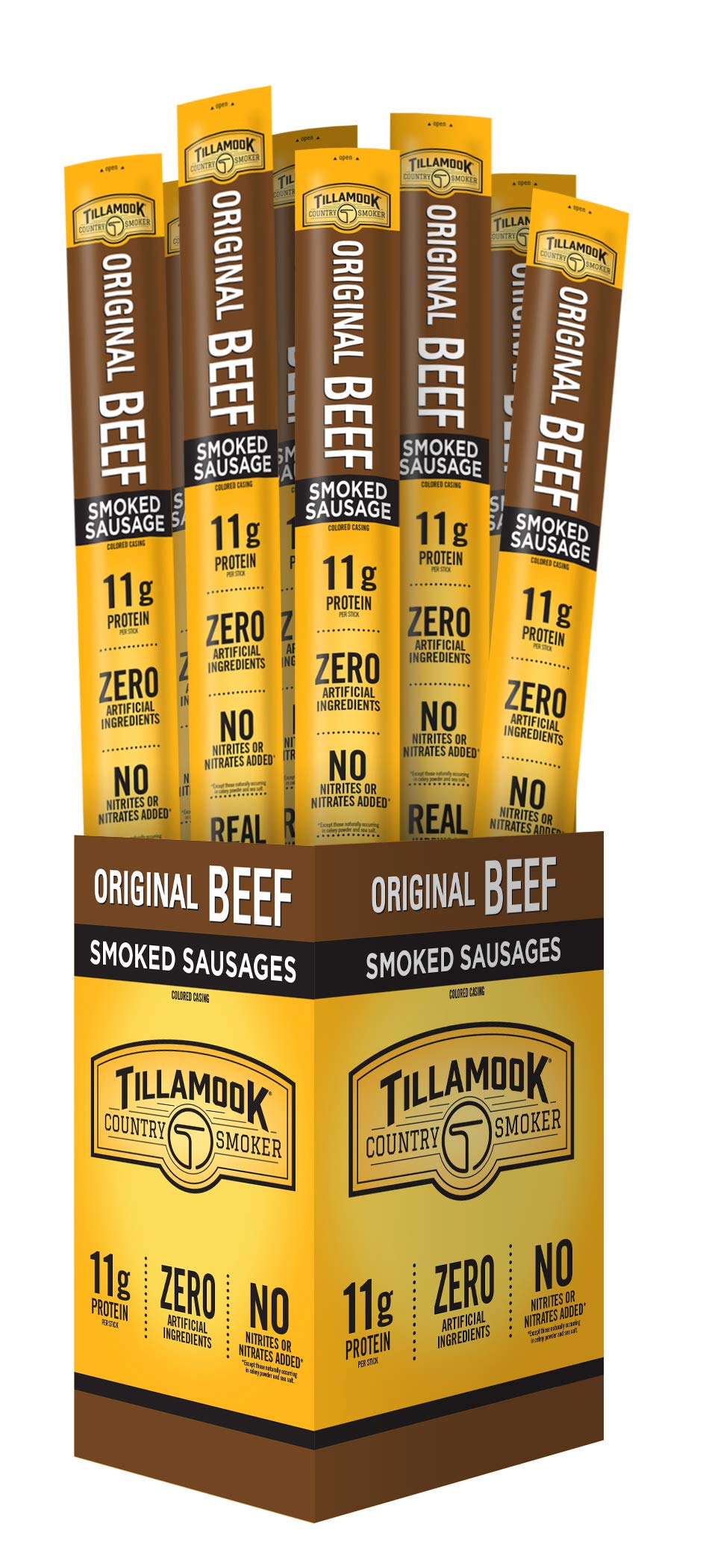 Tillamook Country Smoker Original Beef Sausages, Real Hardwood Smoked, 1.25 Ounce, Pack of 24