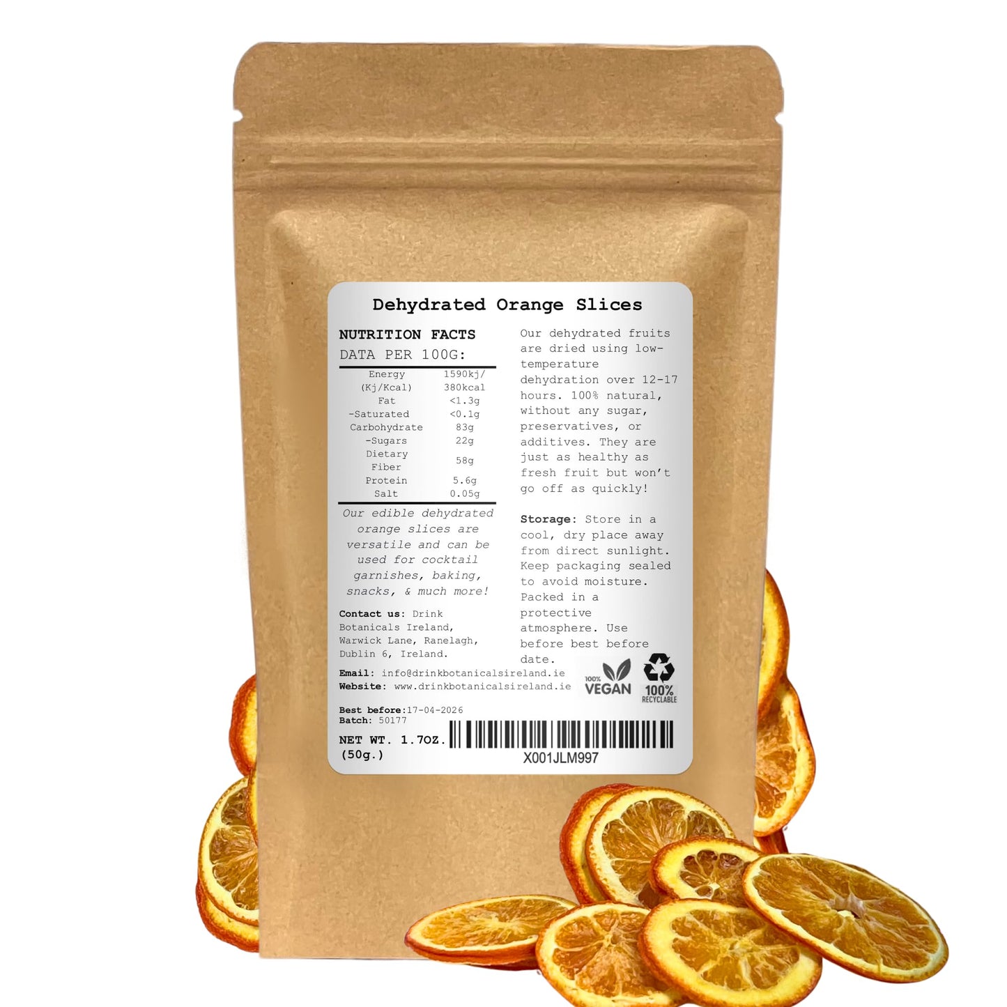 Drink Botanicals Dehydrated Citrus Slices - 3-Pack (Orange, Lemon, Lime) - 4.5 oz - 100% Natural for Cocktails & Decoration
