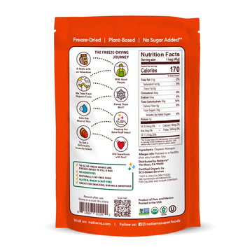 NATIERRA Organic Freeze-Dried Mangos | USDA Organic, Non-GMO & Vegan | Gluten Free, No Additives, No Sugar Added | 1.5 Ounce (Pa