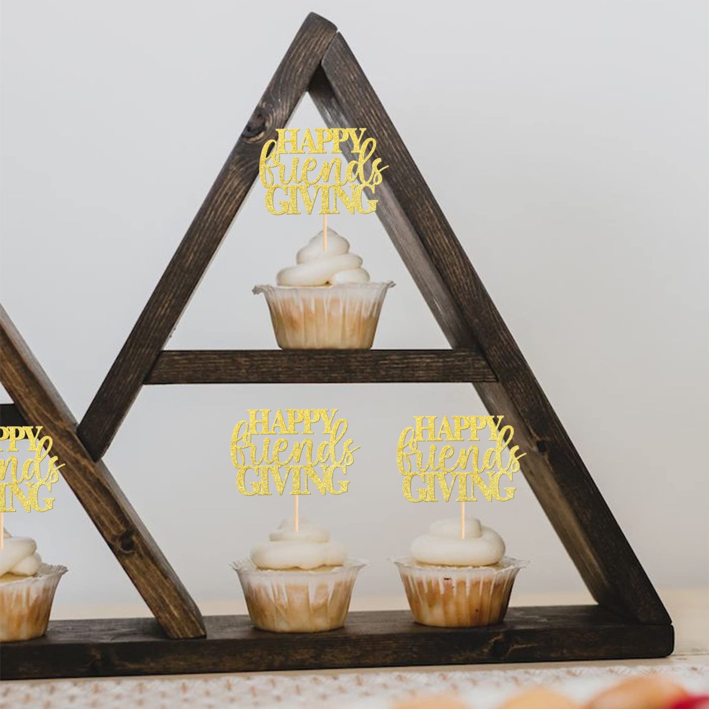 24 Pcs Happy Friendsgiving Cupcake Toppers Glitter Fall Theme Thanksgiving Cupcake Picks Give Thanks Cake Decorations For Happy