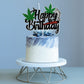 ZFMY Wong Happy Birthday Cake Topper - Black Glitter   Leaf Decoration - 14.5cm/5.7in x 10.7cm/4.2in