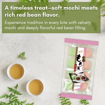 Japanese Daifuku Matcha And Red Bean Mochi (8.47Oz/Pack Of 1) Perfect For Asian Snack And Japanese Dagashi Dessert