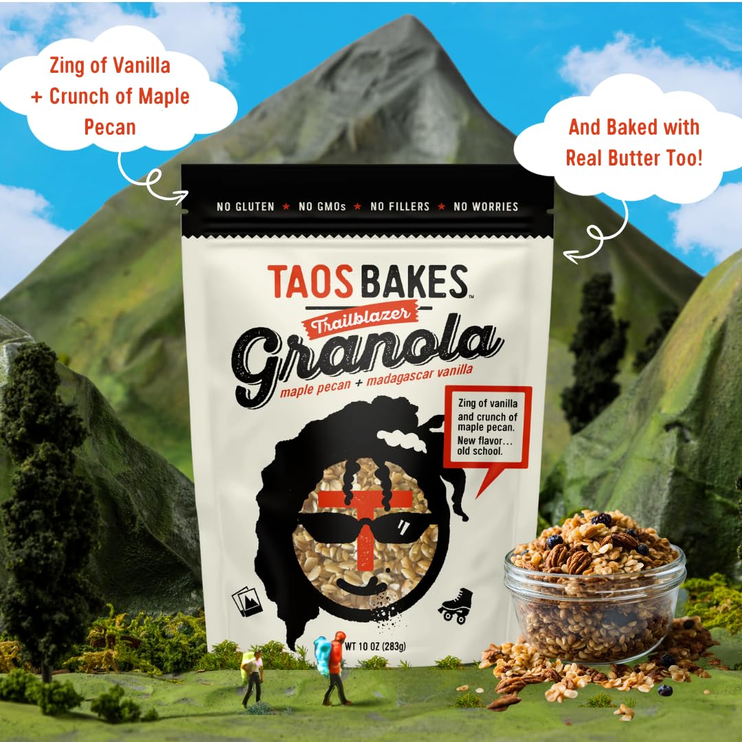 Taos Bakes - Maple Pecan & Madagascar Vanillar Granola - Crunchy Granola Breakfast Snack - Gluten Free, No Gmos, No Fillers - 10