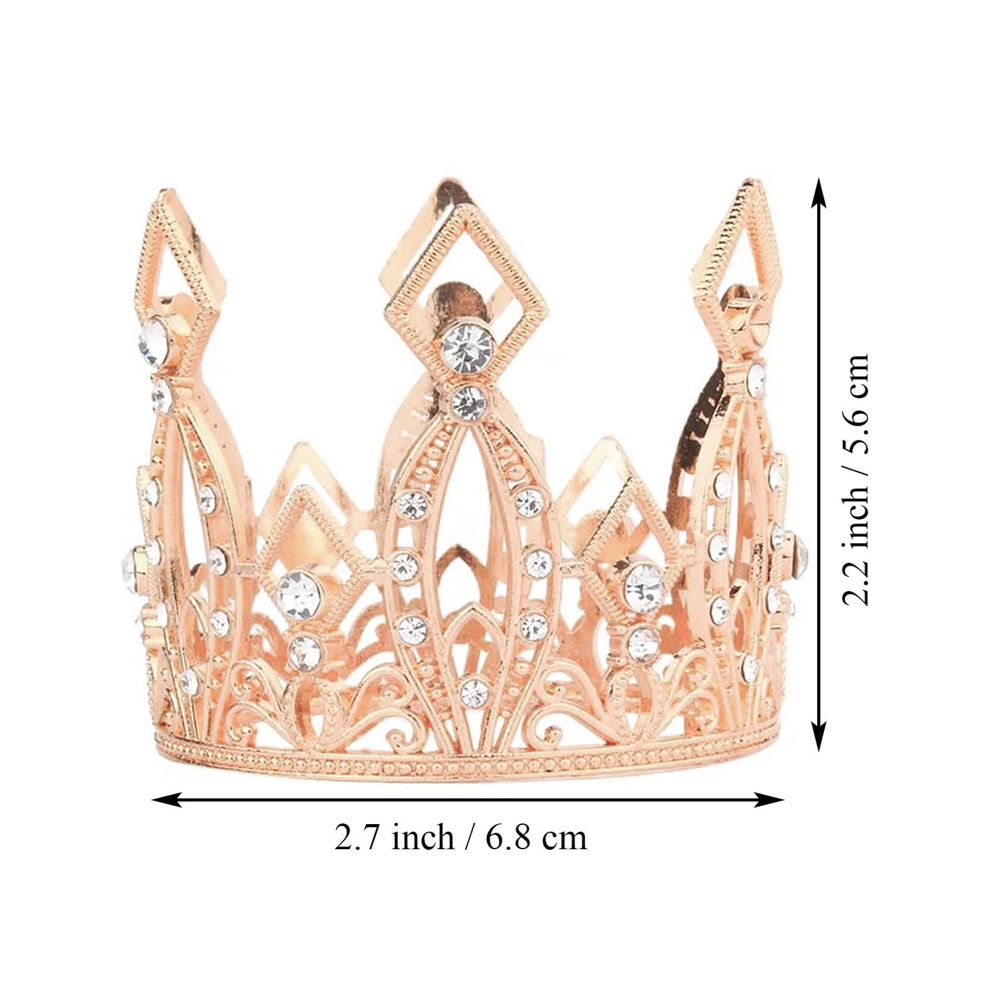 Mini Crown Cake Topper Crystal Headpiece Tiara Rhinestone Crown Cake Decoration For Wedding Birthday Baby Shower Party Favors (R