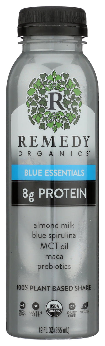 Remedy Organics Blue Essentials 12 Fl Oz | Plant Based Protein Shakes, Ready to Drink | USDA Organic, Gluten Free, Dairy Free, S