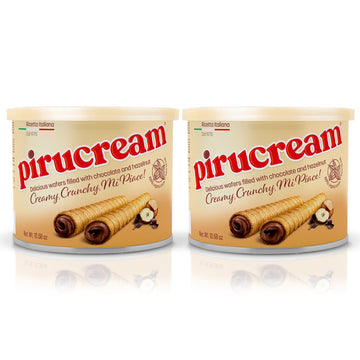 Pirucream Rolled Wafers With Chocolate Hazelnut, Organic Alkaline 100% Cocoa - No Trans-Fat, Preservatives, Colorants Or Additives And Without Palm Oil (300Gr/ 10.58Oz - 2 Pack Tin)