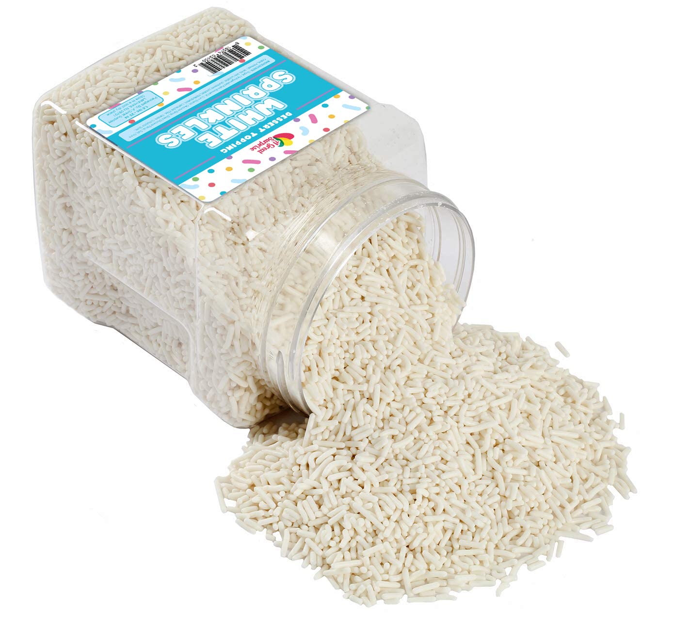 White Sprinkles - 1.6 Pounds - White Holiday Jimmies For Baking - White Sprinkles For Cake Decorating, Cupcakes, Cookies, Ice Cream - White Bridal Sprinkles