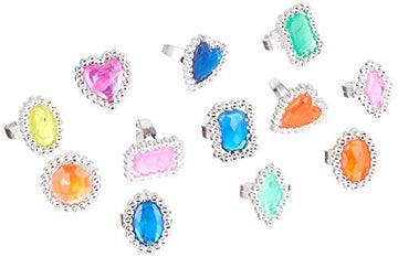Plastic Jewel Rings, 24 Count Assortment