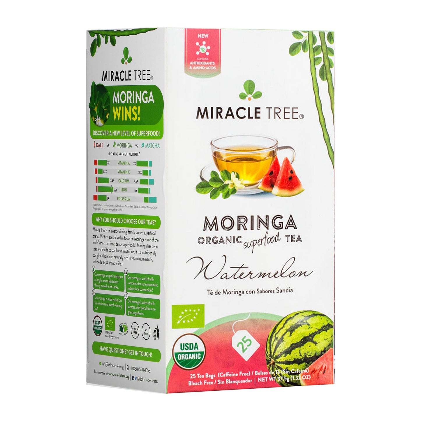 Organic Moringa Tea - Watermelon - Caffeine-Free Herbal Tea