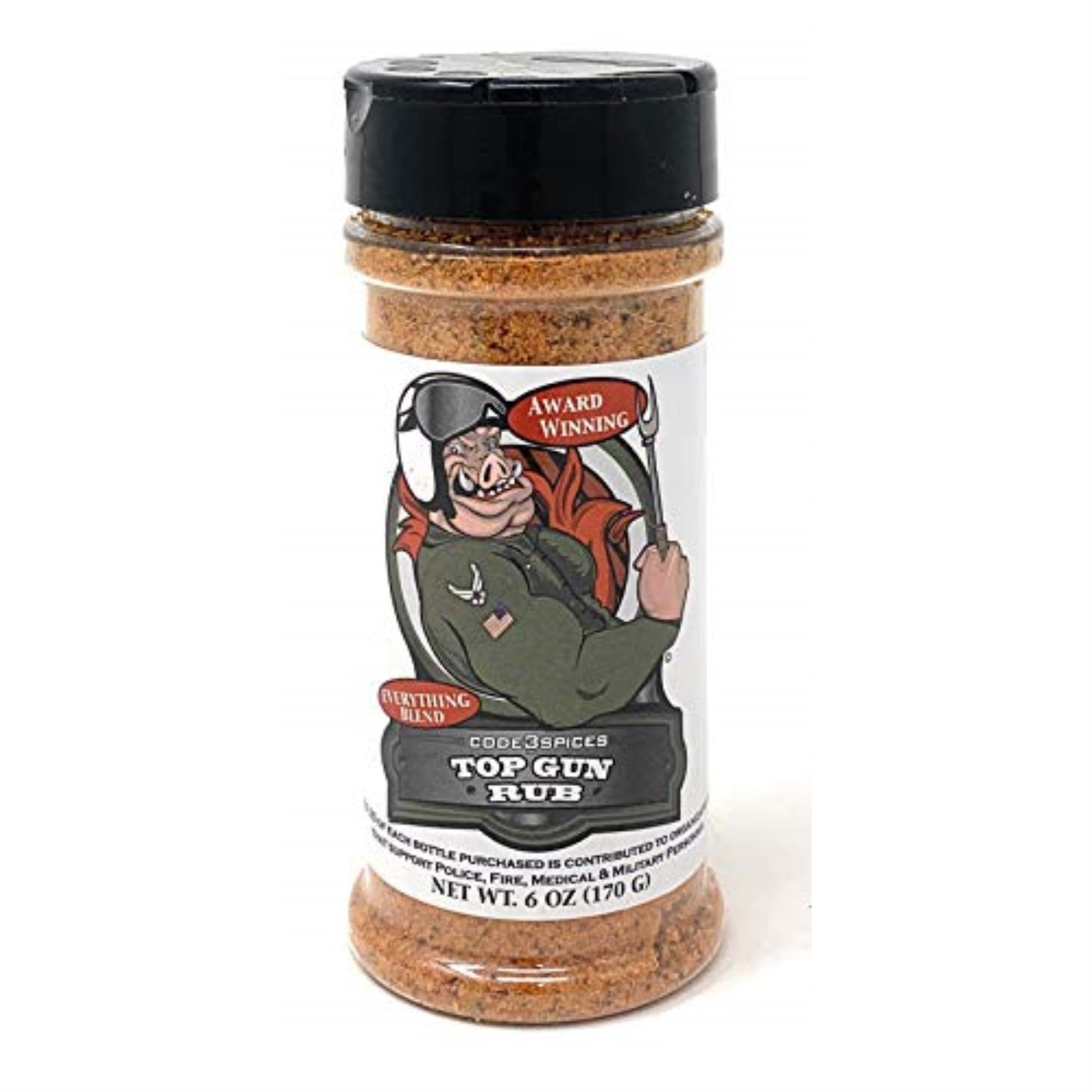 Code 3 Spices Top Gun Rub, 6 Ounce, Plastic, Model 53124, No Color