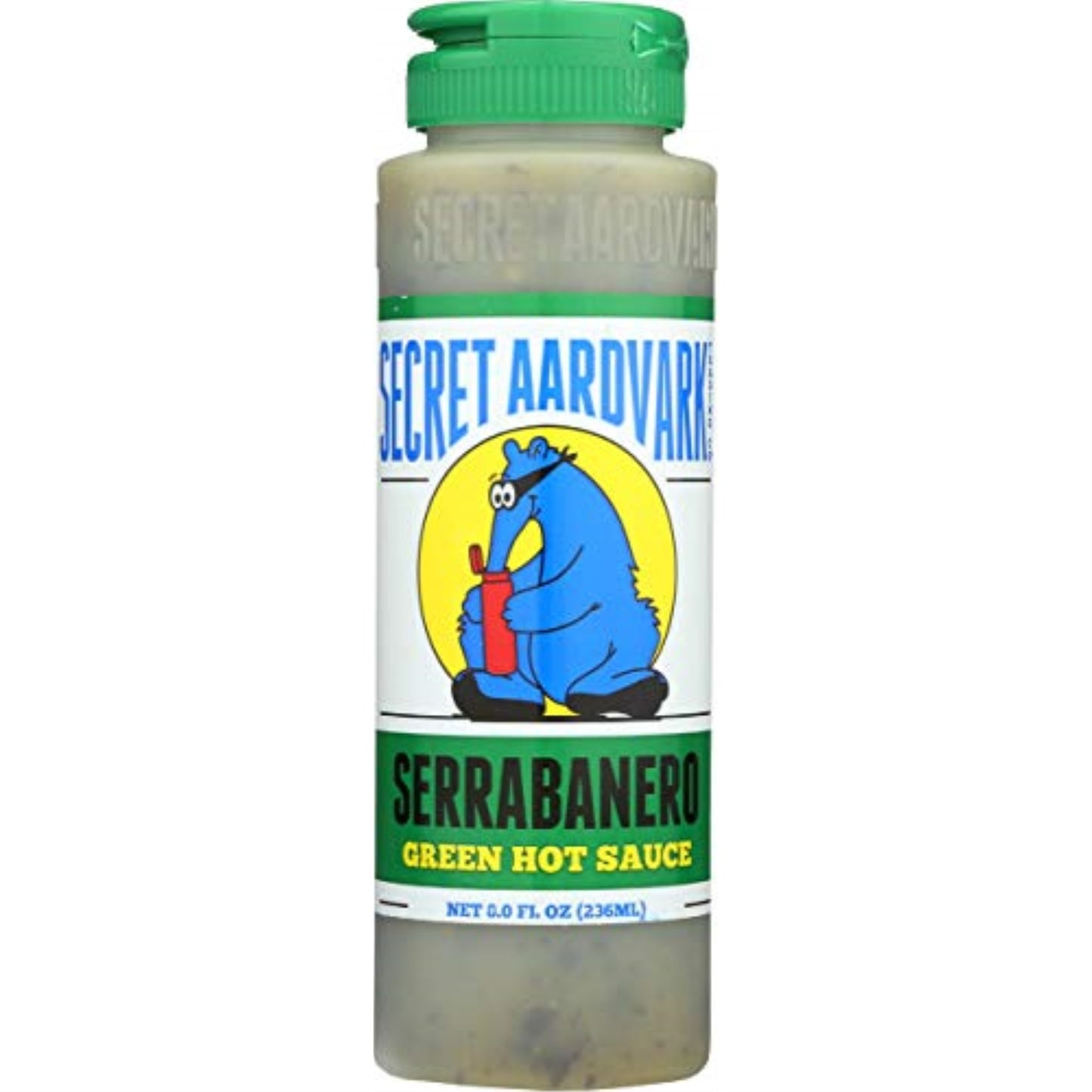 Secret Aardvark Serrabanero Hot Sauce - Non-GMO, Low Carb, Green Spicy Sauce - 8 fl oz - Plastic Bottle