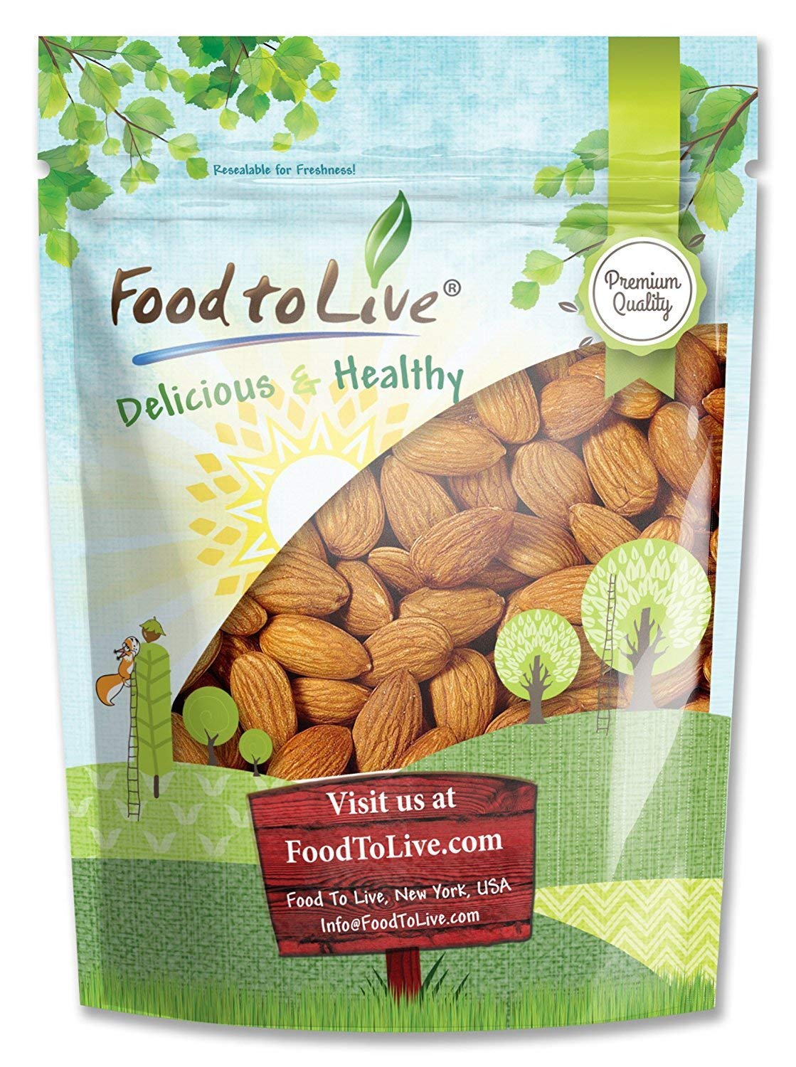 Food to Live California Almonds, 5 Pounds - Supreme, Whole, Raw, Unsalted, Unroasted Nuts, Natural.