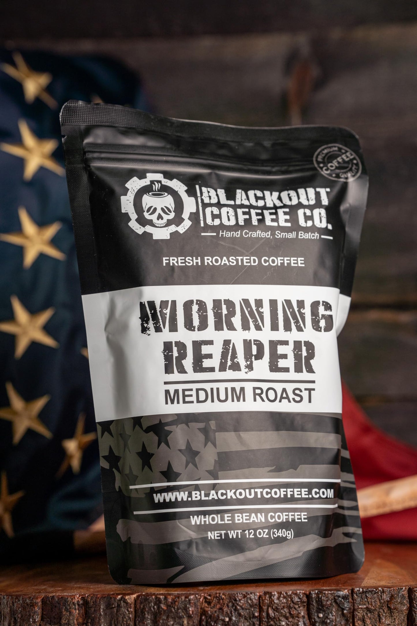 Blackout Coffee, Morning Reaper Medium Roast Coffee, Aromatic, Bold, Strong & Super Smooth Flavor, Fresh Roasted In The Usa - 12