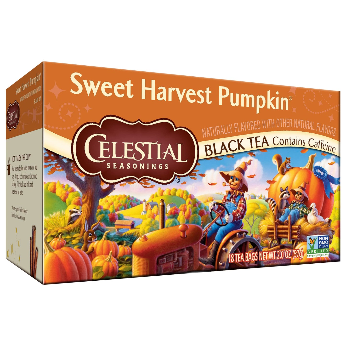 Celestial Seasonings Black Tea, Sweet Harvest Pumpkin, Contains Caffeine, 18 Count (Pack of 6)