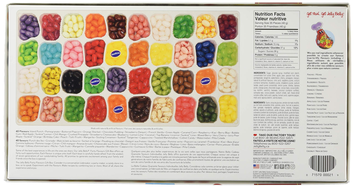 Jelly Belly Jelly Beans Gift Box, 40 Flavors, 17 oz, 1.06 lb, Model 64868-CASE