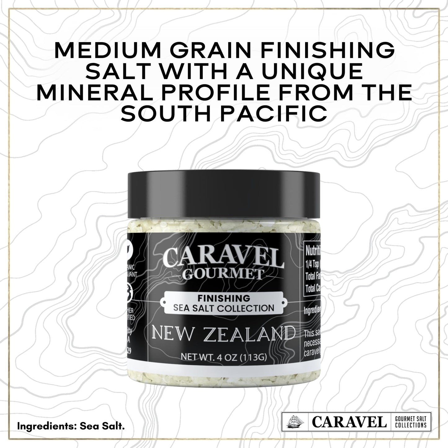 Natural Sea Salt Mega Sampler: Fine Grain, Fleur de Sel, French Grey, Pink Himalayan Sea Salts, 4 oz Jar 4-Pack, Caravel Gourmet