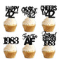 18pcs Black Glitter Happy 42nd Dessert Cupcake Topper Pick for Funny Legend Since 1983 Theme Decor Supplies Men Women Happy 42 B