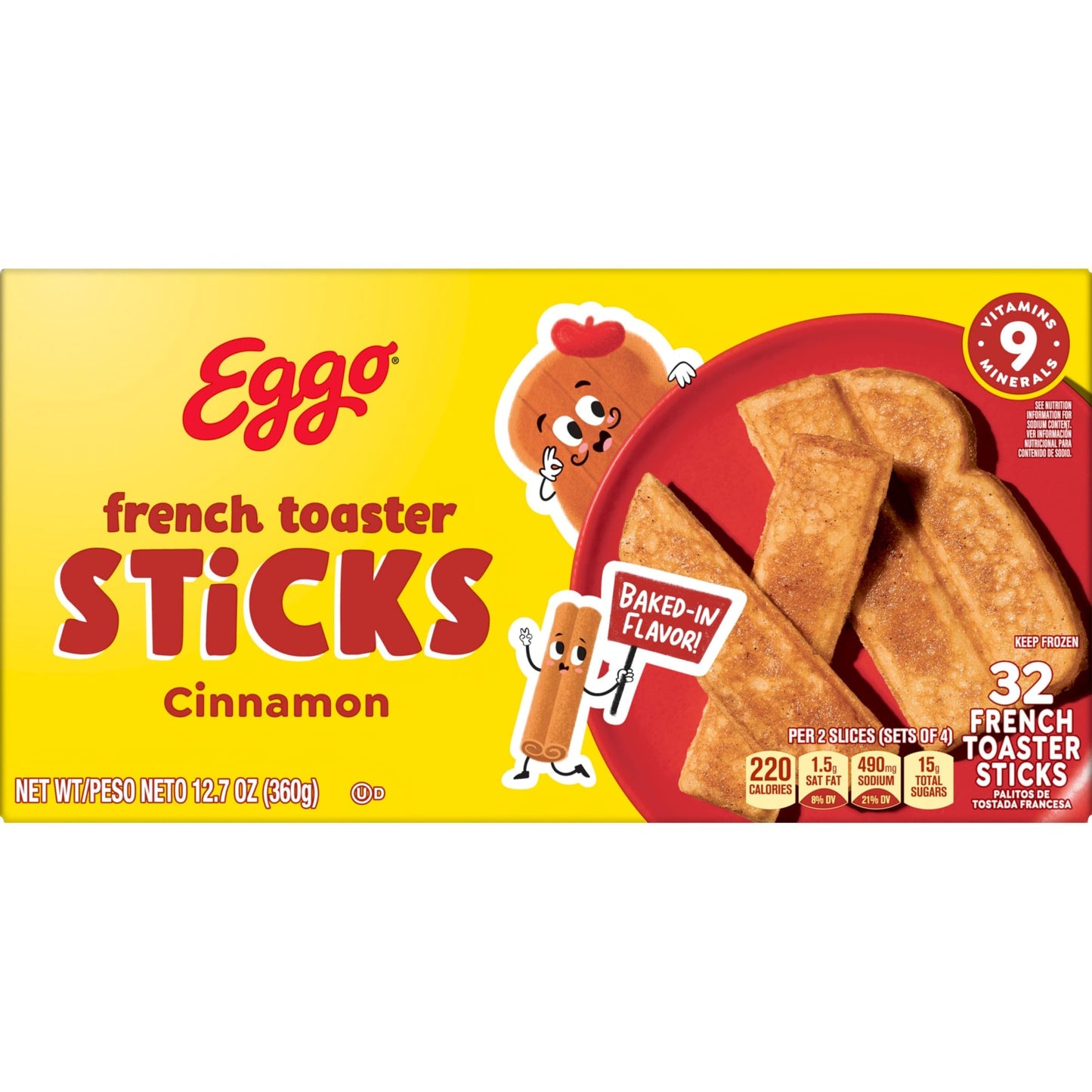 Eggo Frozen French Toaster Sticks, Frozen Breakfast, Breakfast Food, Cinnamon, 12.7oz Box (32 Sticks)