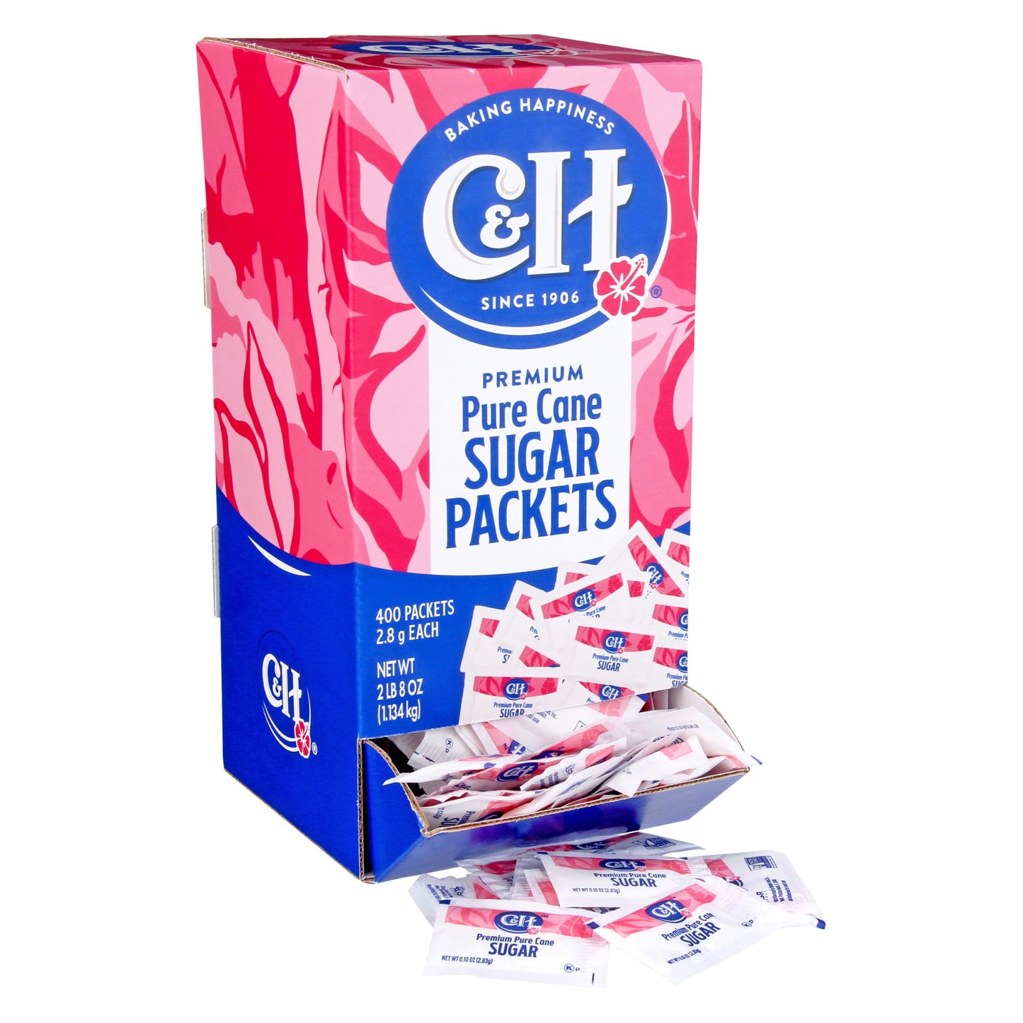 C&H Premium Pure Cane Sugar Packets, Non-GMO, 0.1 Ounce, Pack of 400, Model TS0417-A700ML-M1323