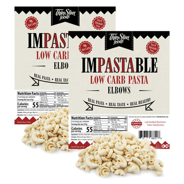 ThinSlim Foods Impastable Low Carb Pasta, Elbows, 8g Net Carbs, 36g Fiber, 55 Calories, 8 Ounce (Pack of 2)