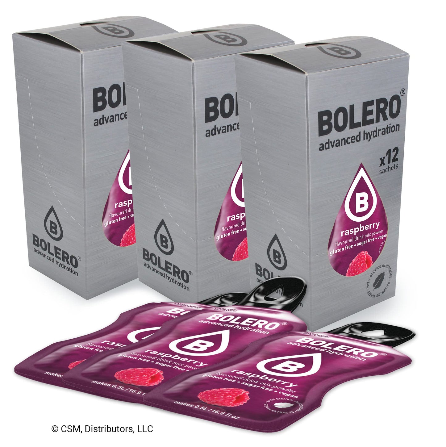 Bolero- Sugar Free Drink Mix Packets Raspberry Fruit Flavors | Powdered Flavored Water Packets | 36 Small Sachet On The Go Packe
