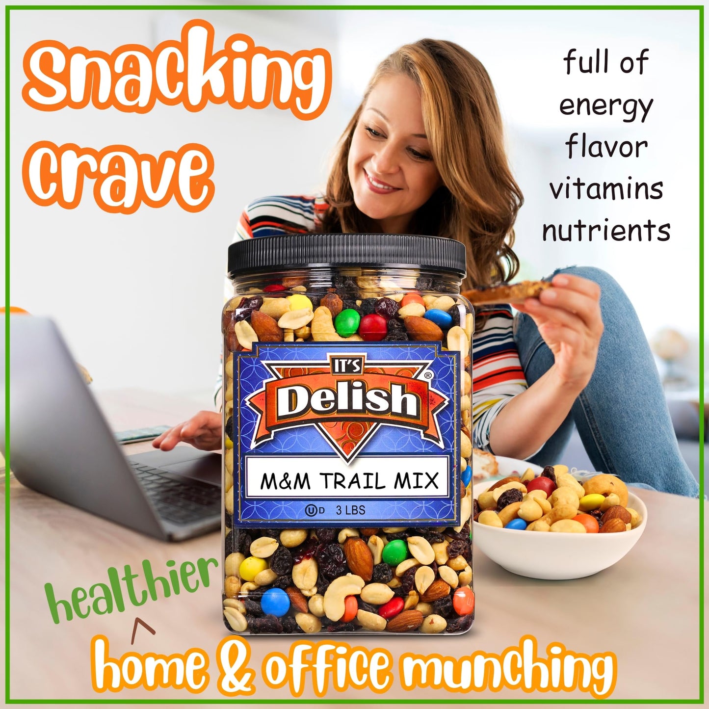 M&Ms Classic Trail Mix by Its Delish, 3 lb Reusable Container | Gourmet Chocolate M and M Trail Mix with Dried Fruit and Nuts