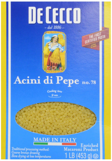 De Cecco Semolina Pasta, Acini Di Pepe No.78, 1 Pound