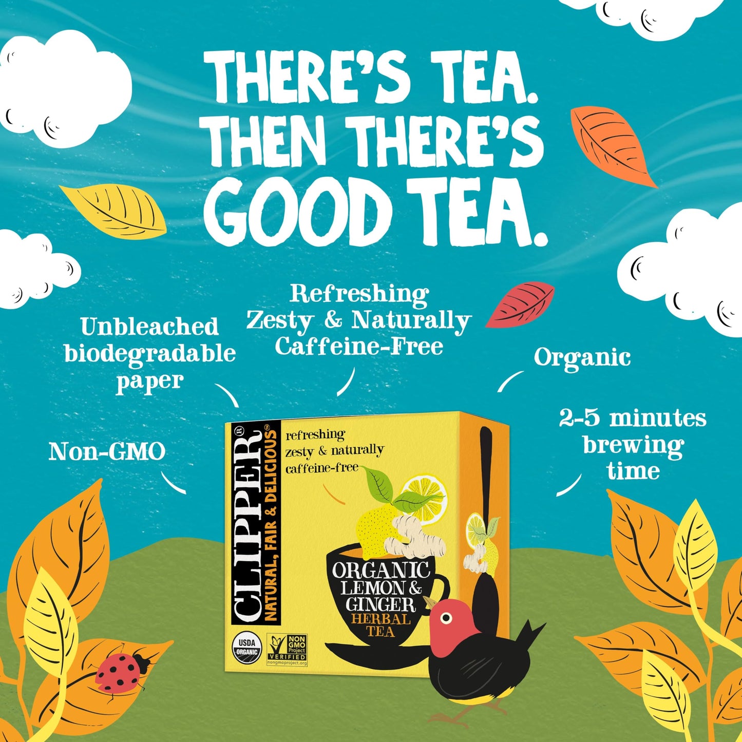 Clipper Tea Lemon & Ginger Teabags – Caffeine Free, USDA Organic – 200 Count (Pack of 4) – Great Hot or Iced