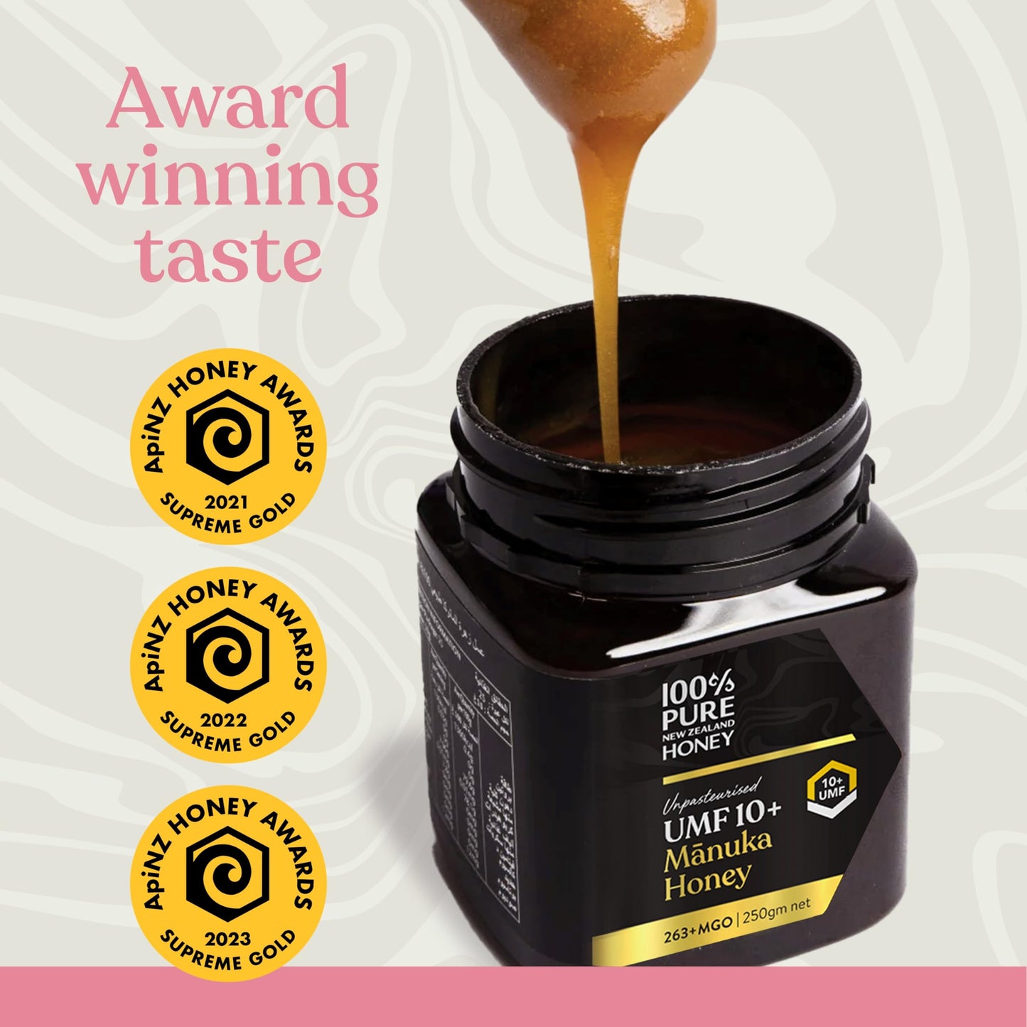 Manuka Honey New Zealand - Certified Umf 10+ (Mgo 261+) 100% Pure New Zealand Manuka Honey, Raw Manuka Honey, 8.8 Oz (250G)