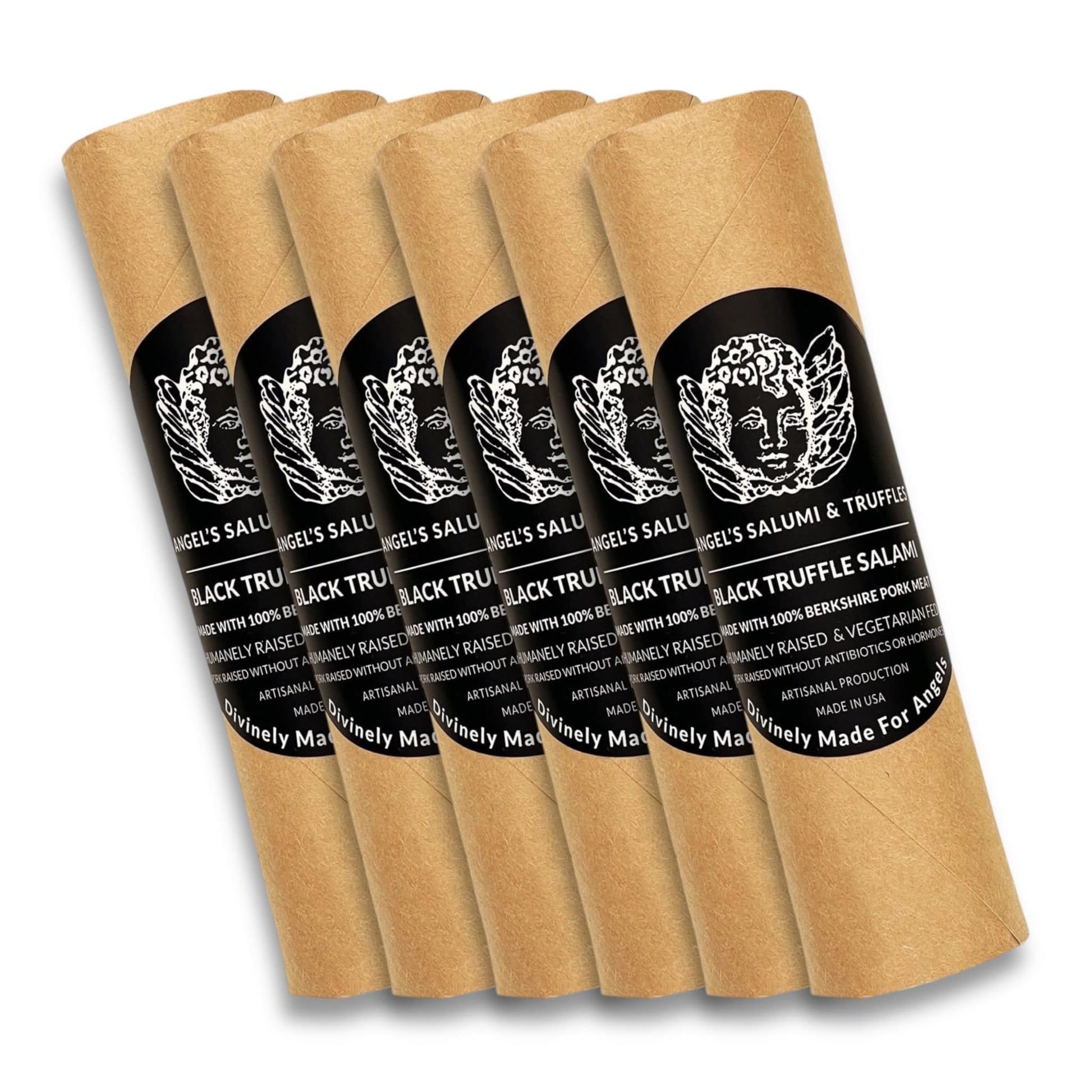 ANGELS SALUMI Black Truffle Salami – Gourmet Charcuterie – 6.5 oz (Pack of 6) – Humanely Raised Pork, Antibiotic & Hormone-Free