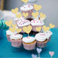 Gyufise 30Pcs Gold Glitter Heart Cupcake Toppers Sweet Love Theme Heart Cake Pick Decorations Wedding Engagement Bridal Shower B