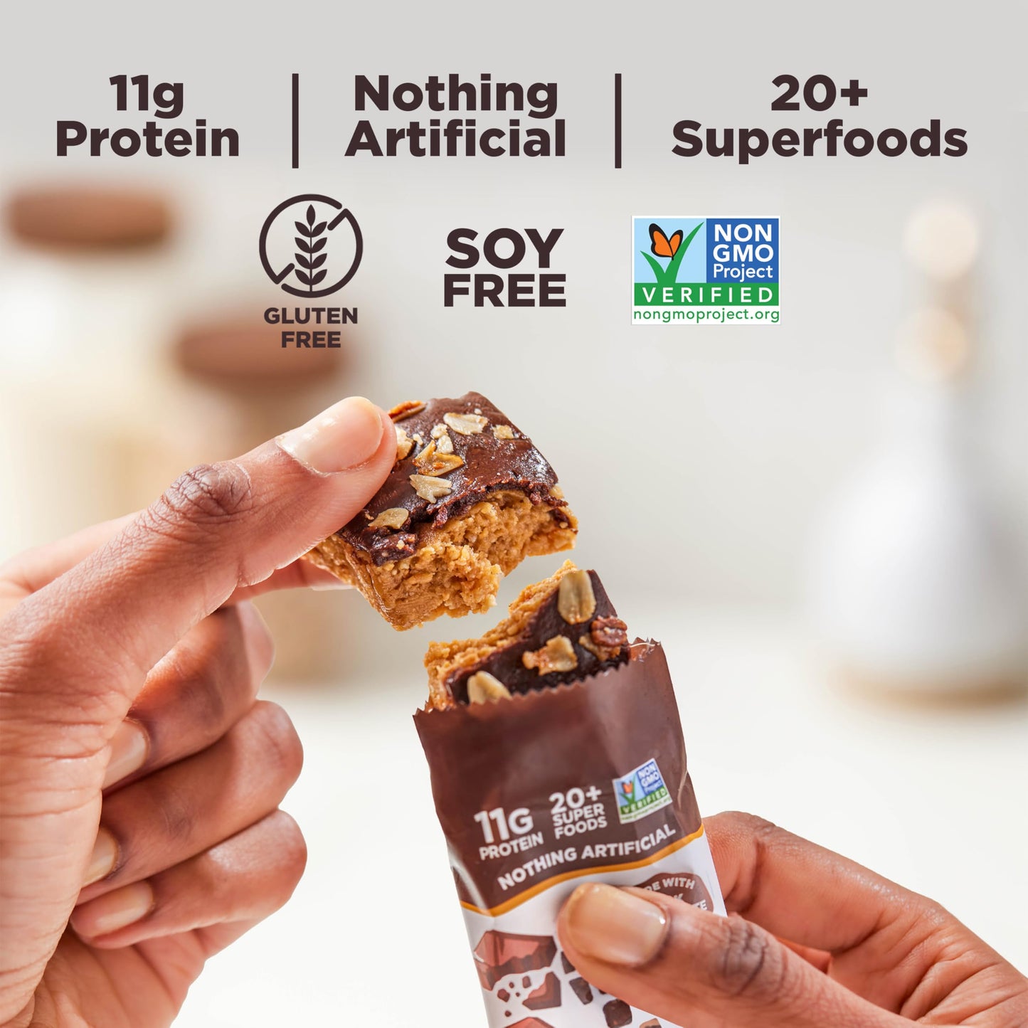 Perfect Bar Choco Crisp, Dark Chocolate Nut Butter Protein Bar, Protein Snack, Gluten Free, Soy Free, Non Gmo, No Sugar Alcohols