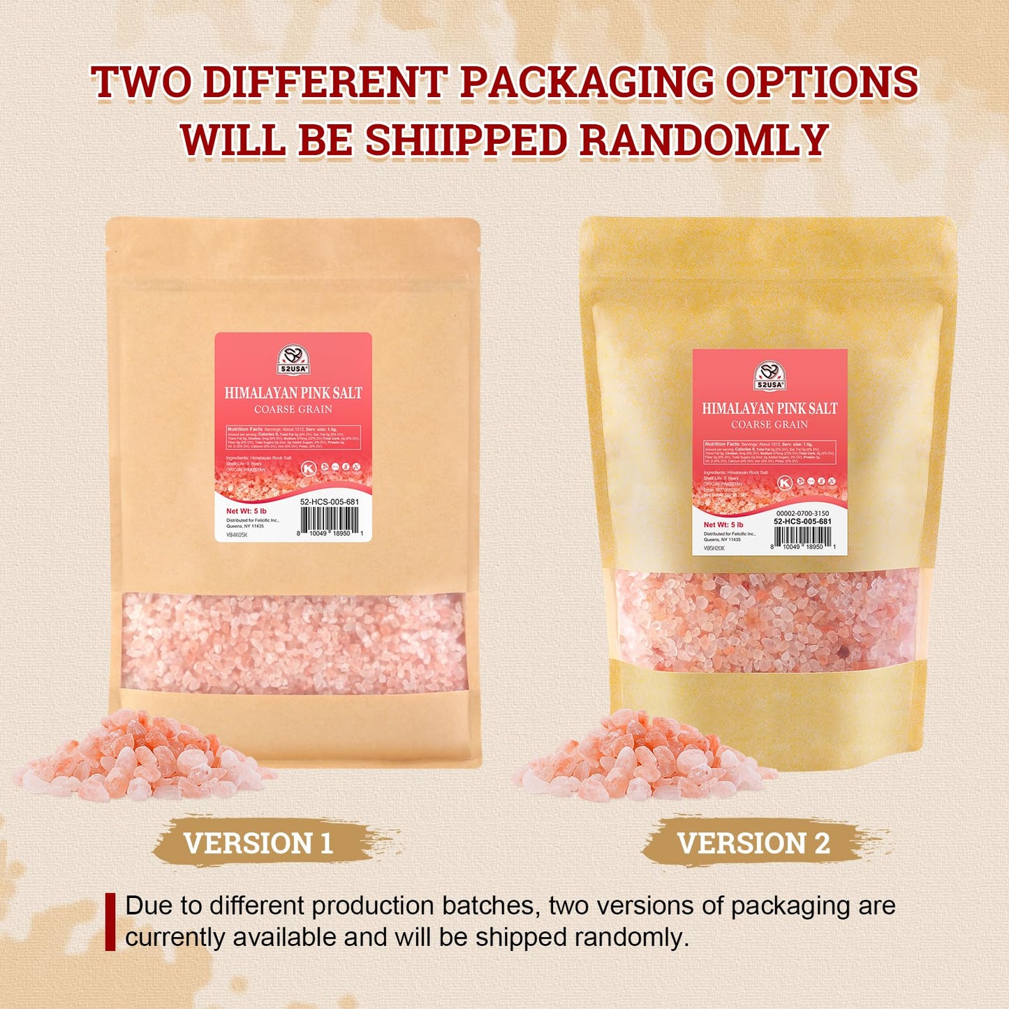 52USA Himalayan Pink Salt  Coarse Grain  80 oz (5 Pound)  Pink Himalayan Sea Salt  Sea Salt for Grinder Refill  Kosher Salt