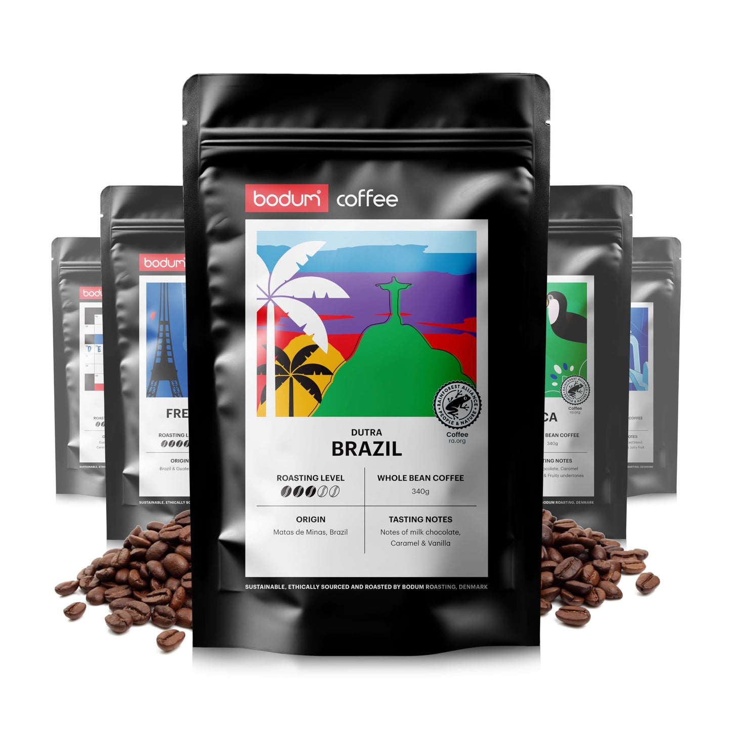 Bodum Roasting Brazil Coffee, Whole Bean, 12Oz (340G) - Roasted In Denmark