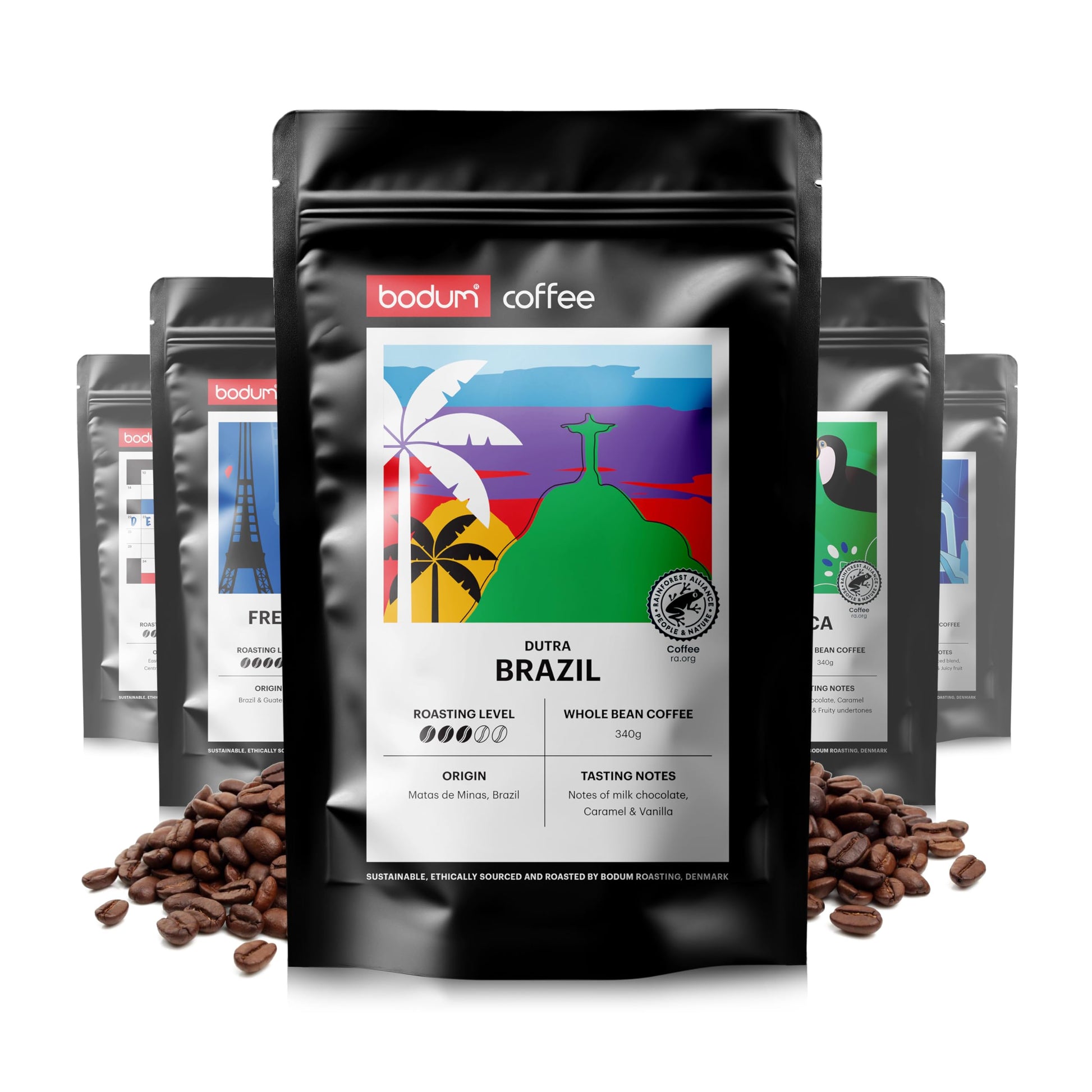 Bodum Roasting Brazil Coffee, Whole Bean, 12Oz (340G) - Roasted In Denmark