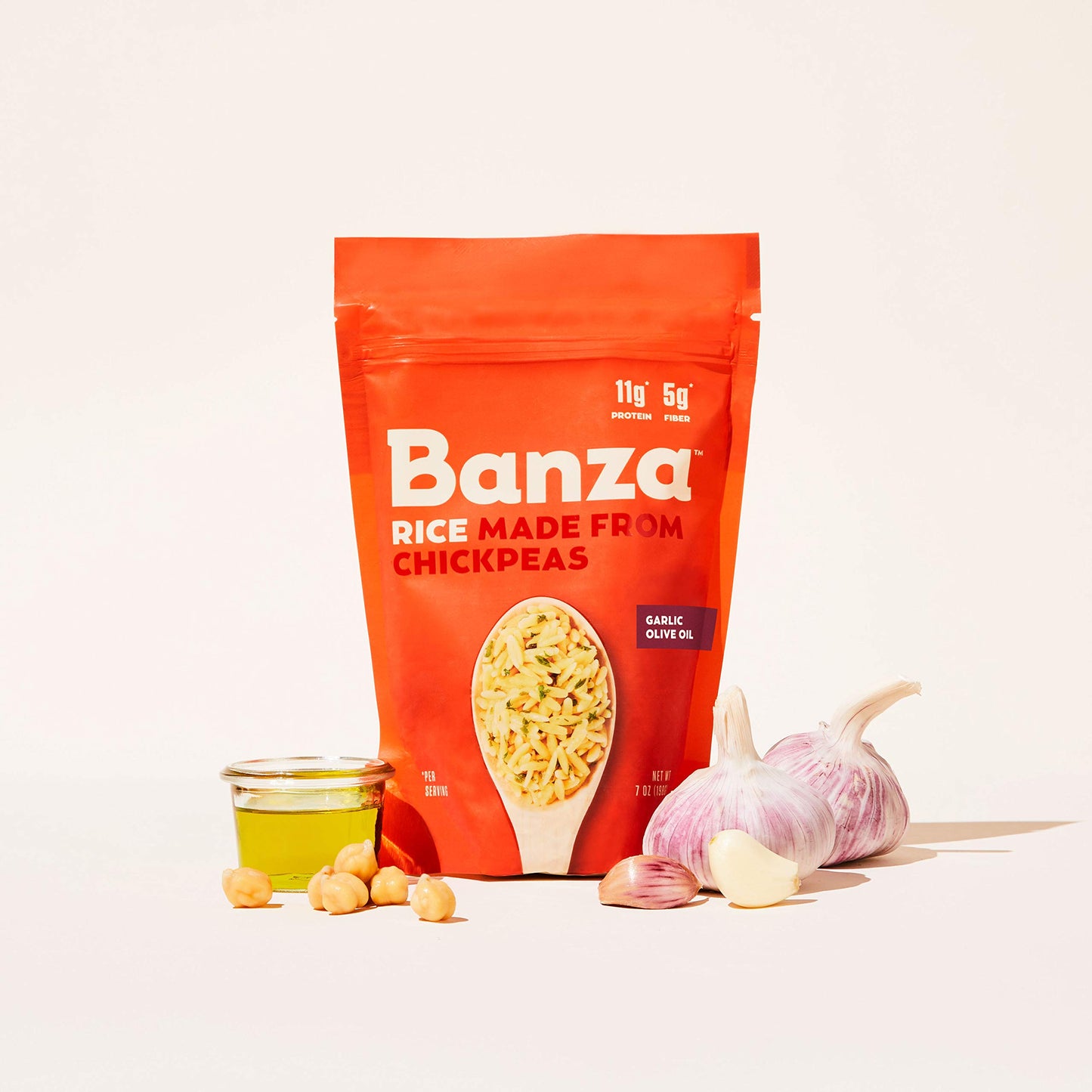 Banza Chickpea Rice, High Protein Low Carb Healthy Rice, Gluten-Free And Vegan, 8Oz Bag (Pack Of 6) (Garlic Olive Oil)