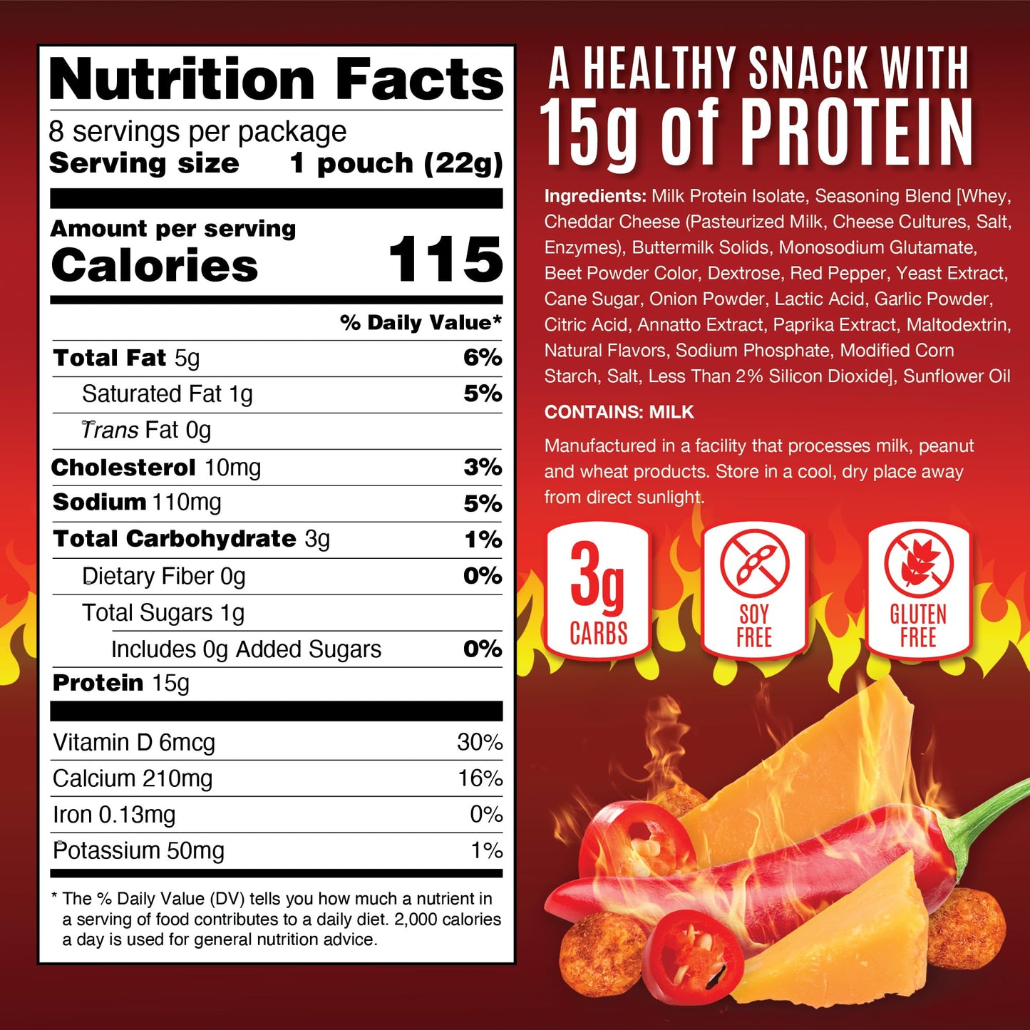 Flamin Hot High Protein Puffs, Healthy Snack Food For Adults & Kids, Low Carb Diet & Keto Friendly Snack, Cheese Puffs-Gluten &