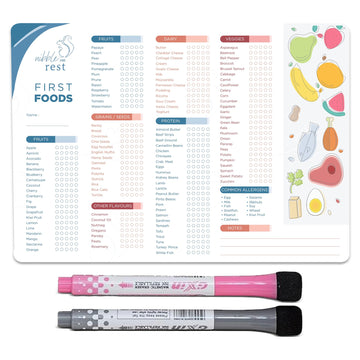Nibble And Rest Baby'S First Foods Tracker Fridge Magnet, Dry Erase Activity Poster, Daily Food Log, 101 Before One, Baby Food C