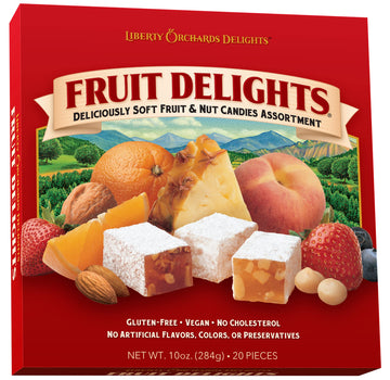Liberty Orchards, Fruit Delights - Assorted Vegan Fruit And Nut Candies, Turkish Delight Gourmet Snack 10 Oz.