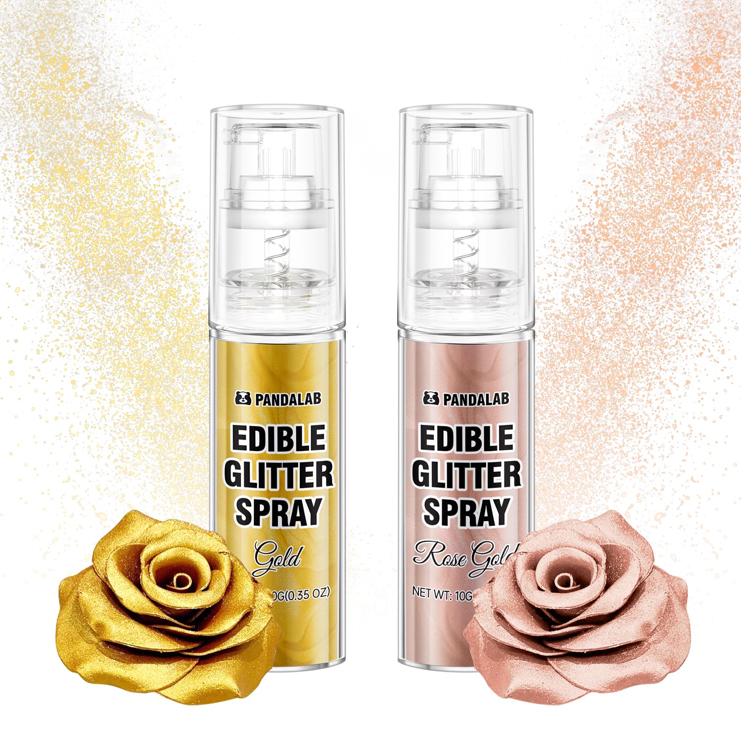 Edible Glitter Spray - Gold & Rose Gold Food Grade Luster Dust for Drinks, Dessert Decorating Shimmering Glitter for Beverages, 
